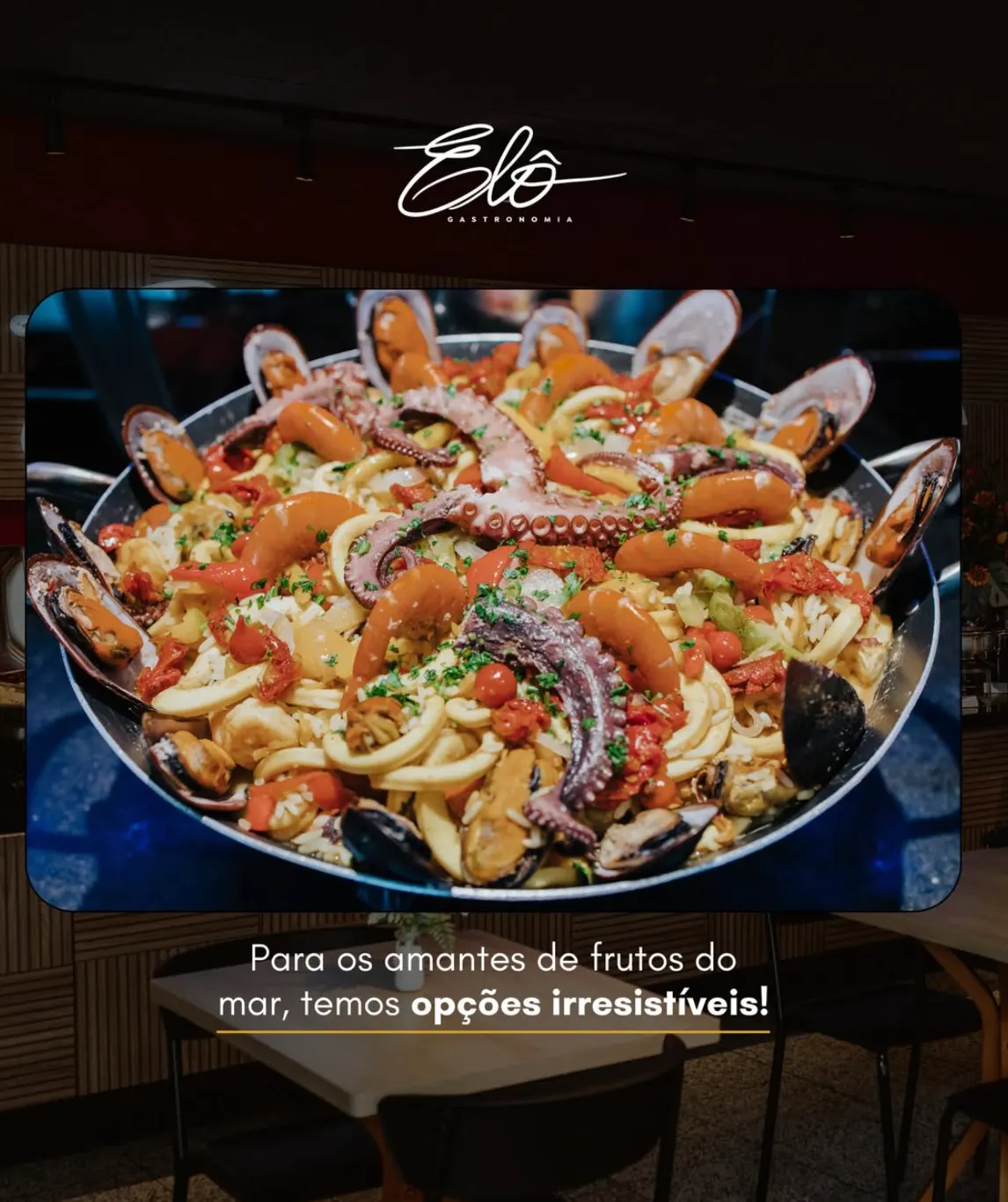Paella de frutos do mar especial da casa